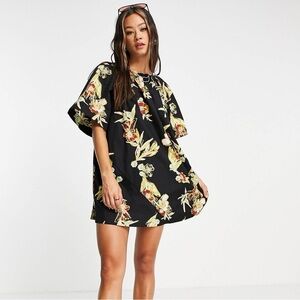 Free People Jodie Floral Tunic Dress Black print